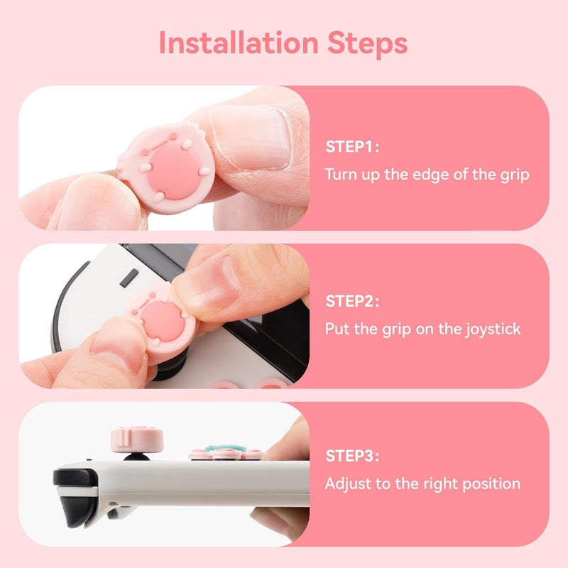 GEEKSHARE Silicone Cross D-Pad Button Caps Set Joystick Cover - ABXY Key Buttons Sticker Compatible with Switch/OLED Joystick - Frog & Axolotl - Image 5